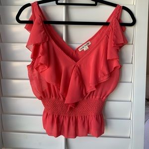 Coral ruffle top
